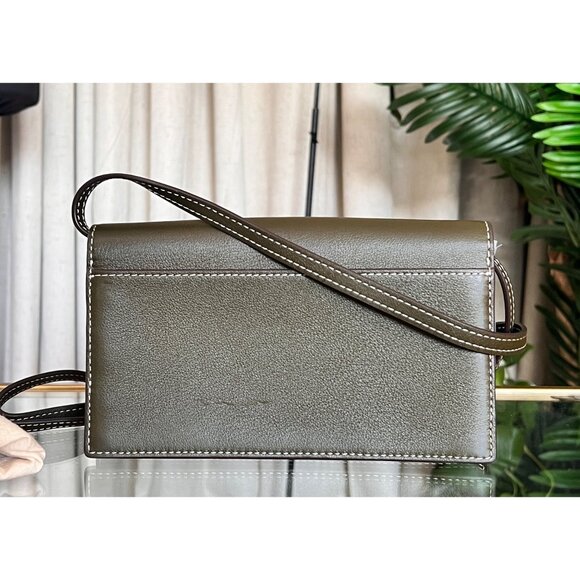 Stunning! Tory Burch Petite Lee Radziwill Olive Leather & Suede Crossbody/Shoul - Picture 5 of 14